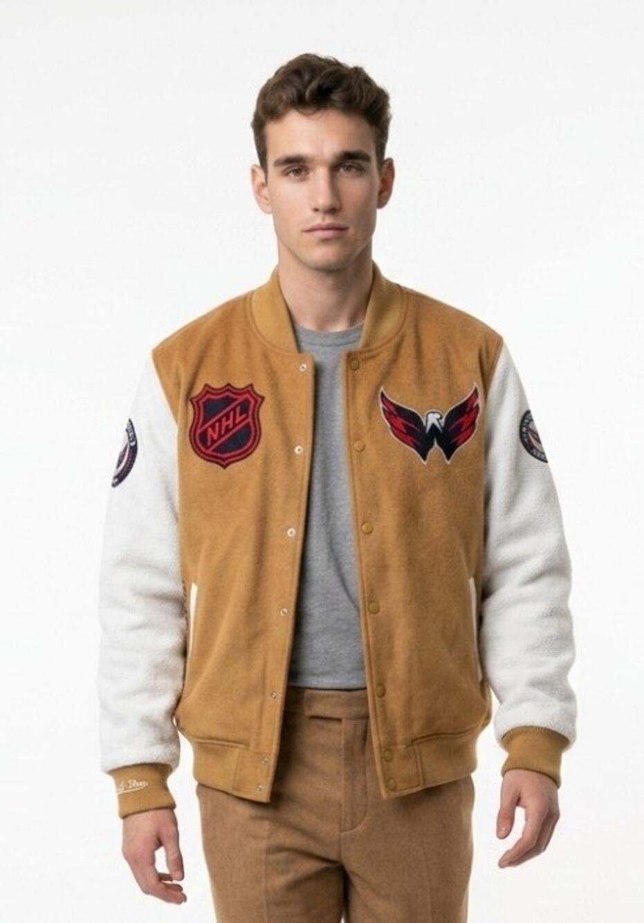 Sz XL Mitchell & Ness Washington Capitals Dusted Varsity Jacket